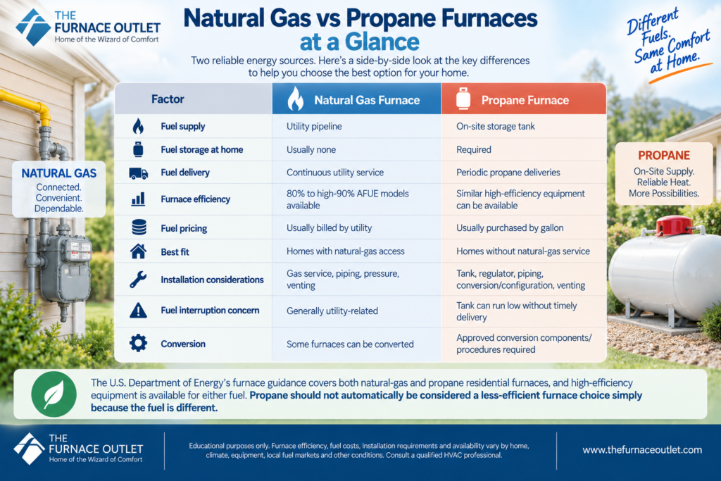 Natural Gas vs Propane Furnaces at a Glance