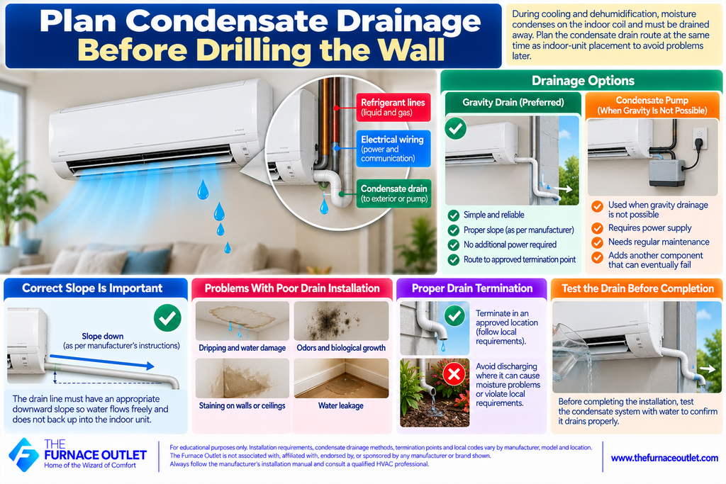 Plan Condensate Drainage Before Drilling the Wall