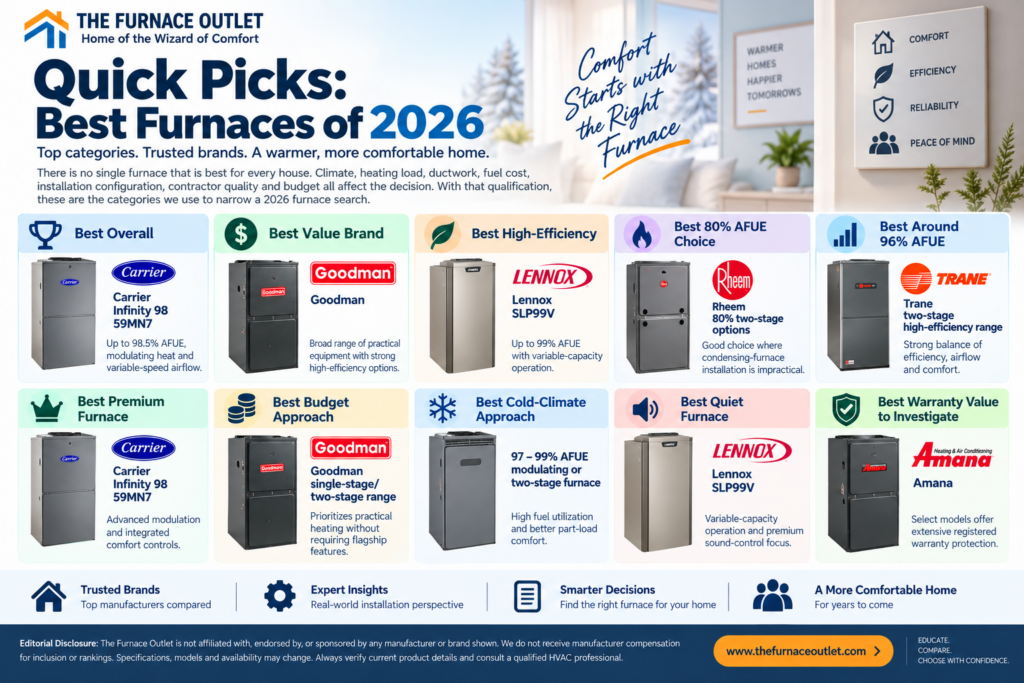 Quick Picks: Best Furnaces of 2026