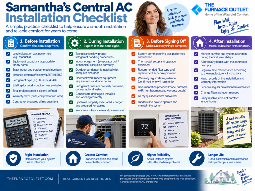 Samantha's Central AC Installation Checklist