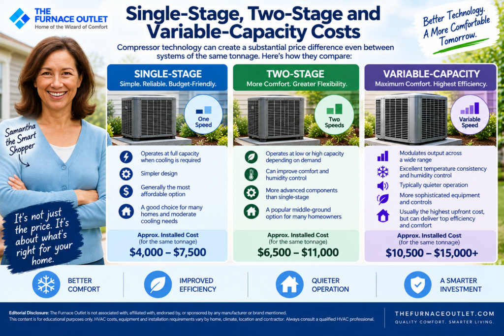 Single-Stage, Two-Stage and Variable-Capacity Costs