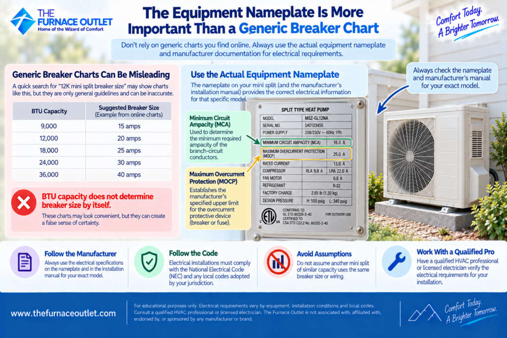 The Equipment Nameplate Is More Important Than a Generic Breaker Chart