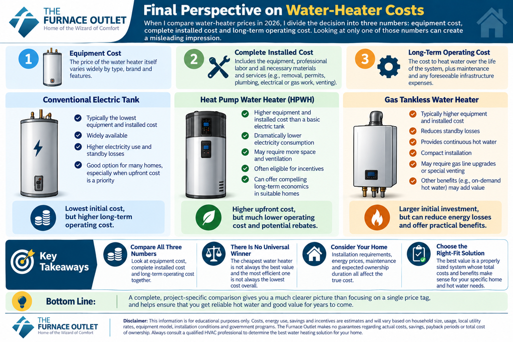 equipment cost, complete installed cost, and long-term operating cost