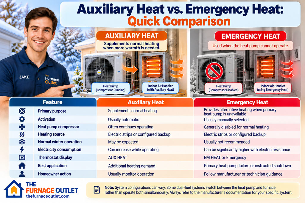 Auxiliary Heat vs. Emergency Heat: Quick Comparison