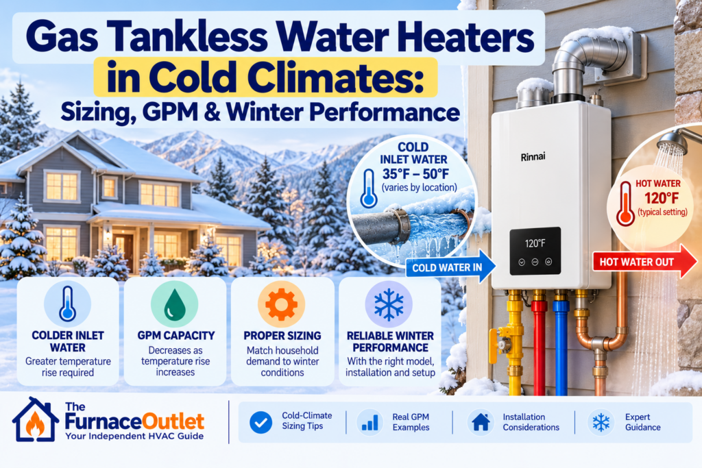 Gas Tankless Water Heaters in Cold Climates: Sizing, GPM & Winter Performance