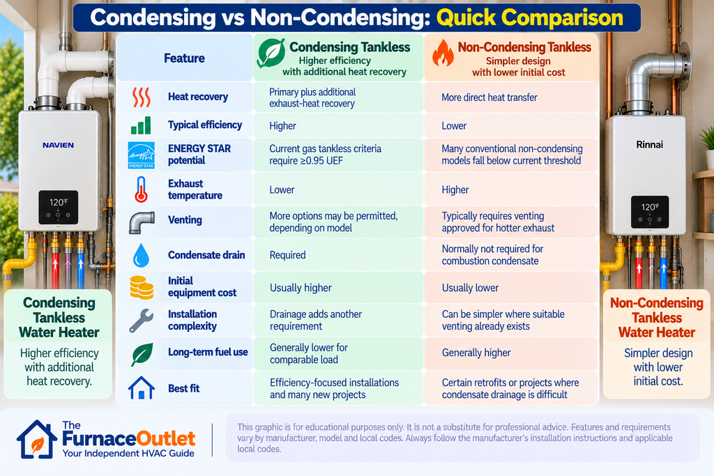 Condensing vs Non-Condensing Quick Comparison