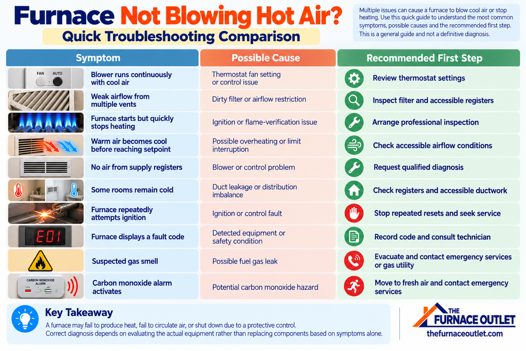 Furnace Not Blowing Hot Air: Quick Troubleshooting Comparison