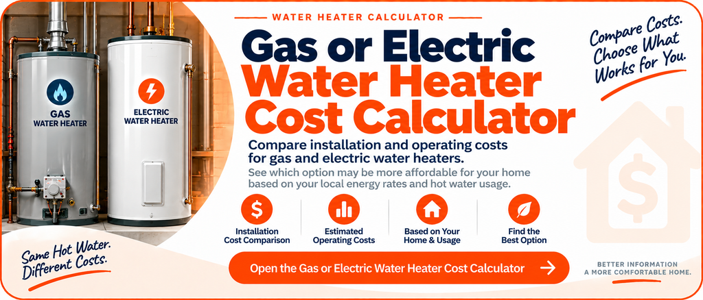 Gas or Electric Water Heater Cost Calculator