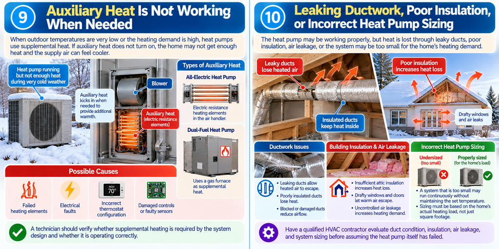Leaking Ductwork, Poor Insulation, or Incorrect Heat Pump Sizing