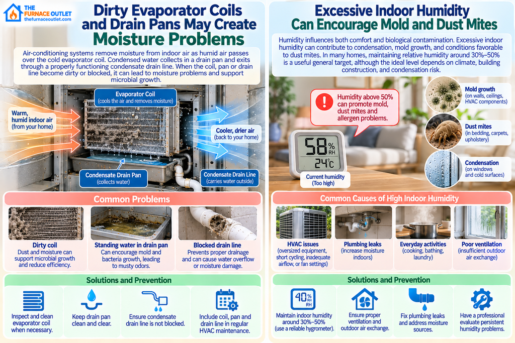 Dirty Evaporator Coils and Drain Pans May Create Moisture Problems