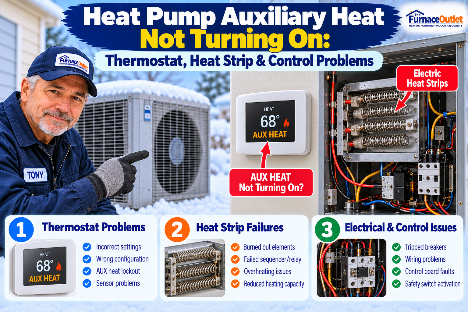 Heat Pump Auxiliary Heat Not Turning On: Thermostat, Heat Strip & Control Problems