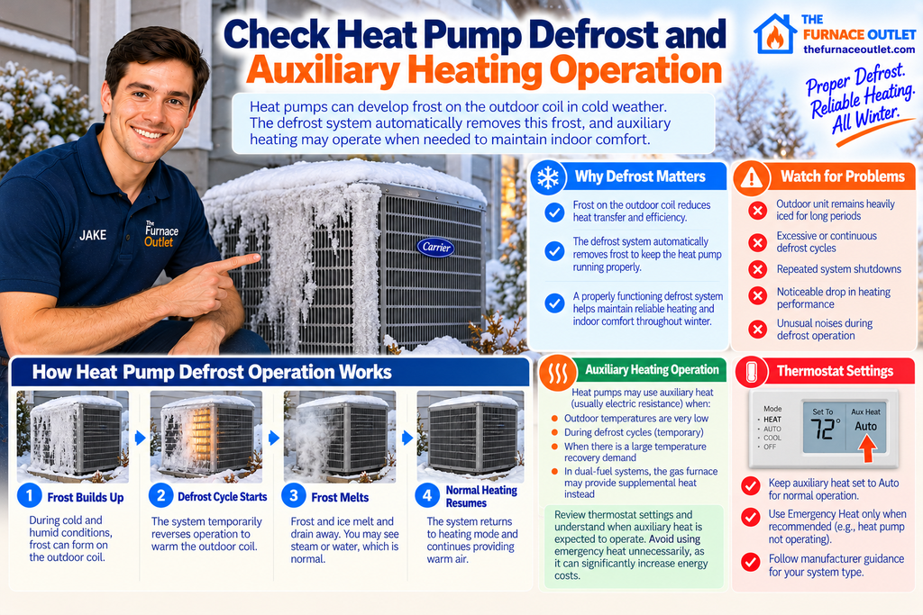 Check Heat Pump Defrost and Auxiliary Heating Operation