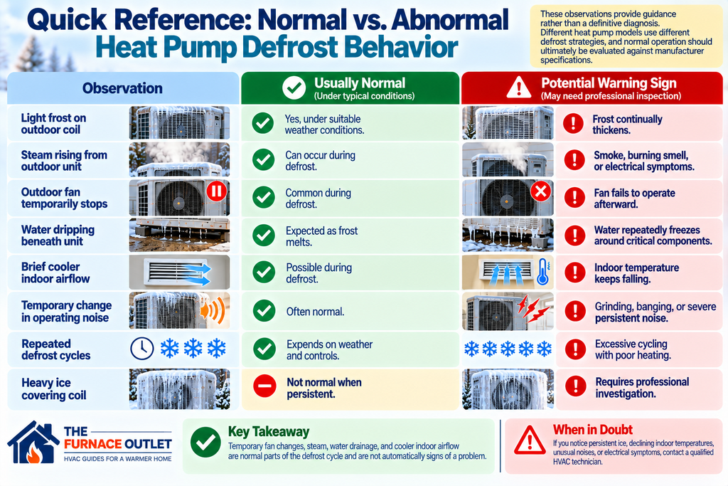 Quick Reference: Normal vs. Abnormal Heat Pump Defrost Behavior