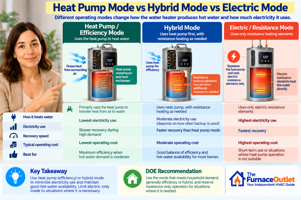 Heat Pump Mode vs Hybrid Mode vs Electric Mode