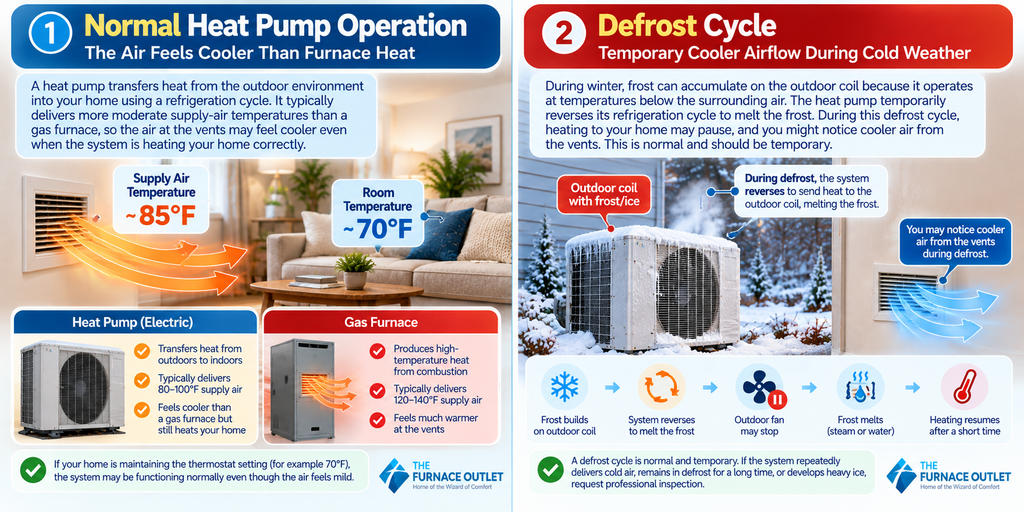 Normal Heat Pump Operation: The Air Feels Cooler Than Furnace Heat