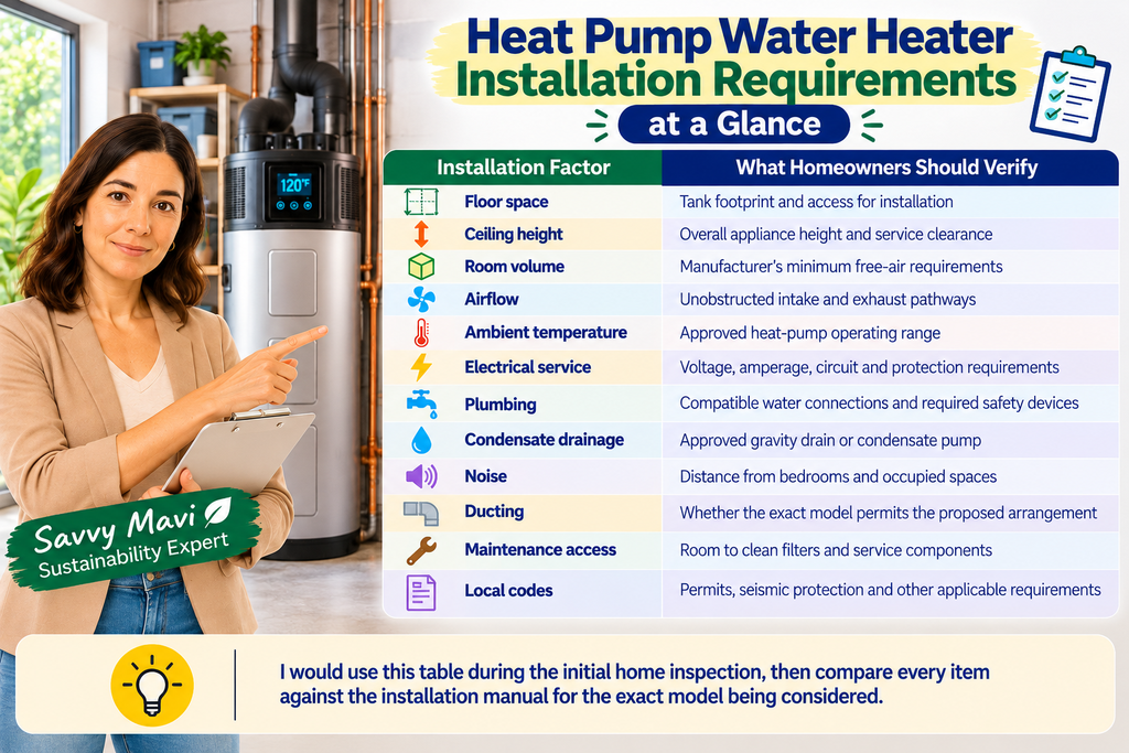 Heat Pump Water Heater Installation Requirements at a Glance