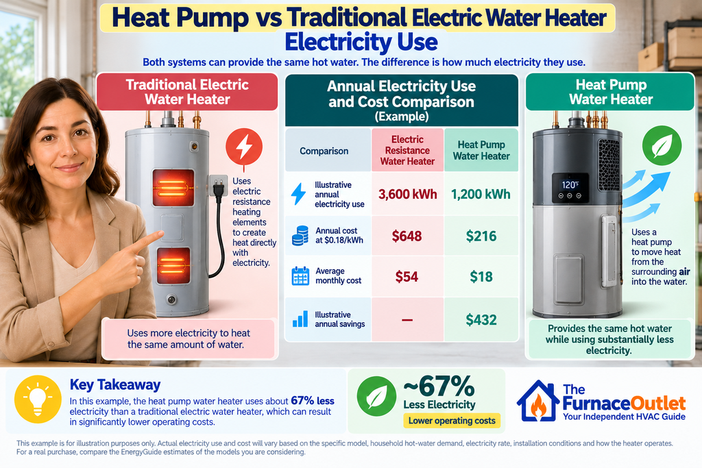 Heat Pump vs Traditional Electric Water Heater Electricity Use