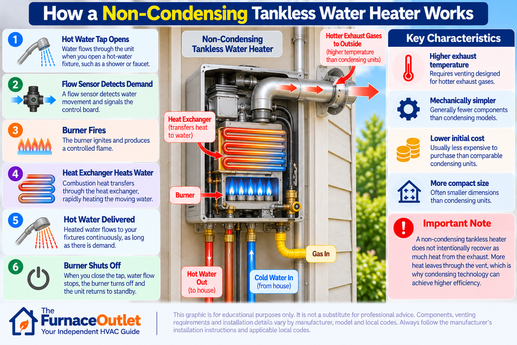 How a Non-Condensing Tankless Water Heater Works