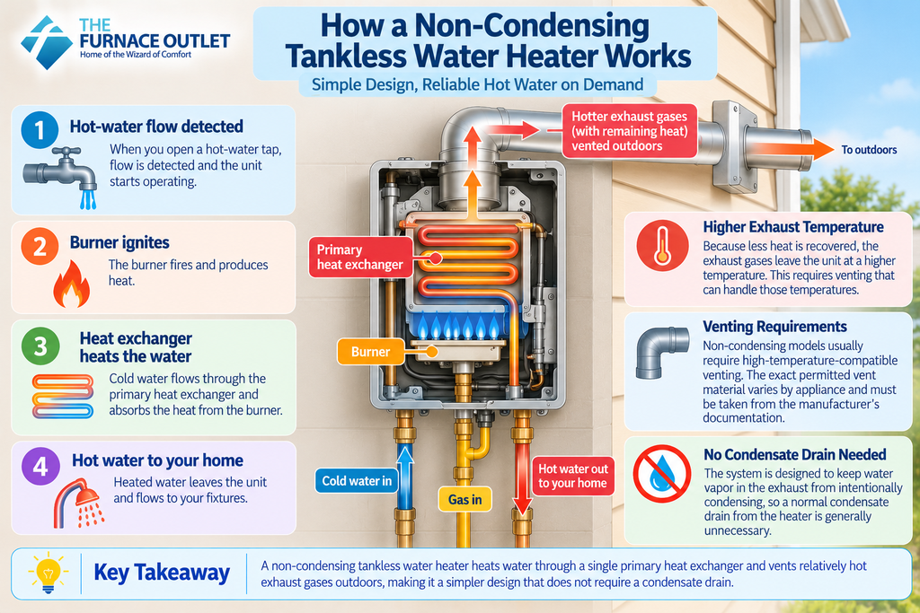 How a Non-Condensing Tankless Water Heater Works