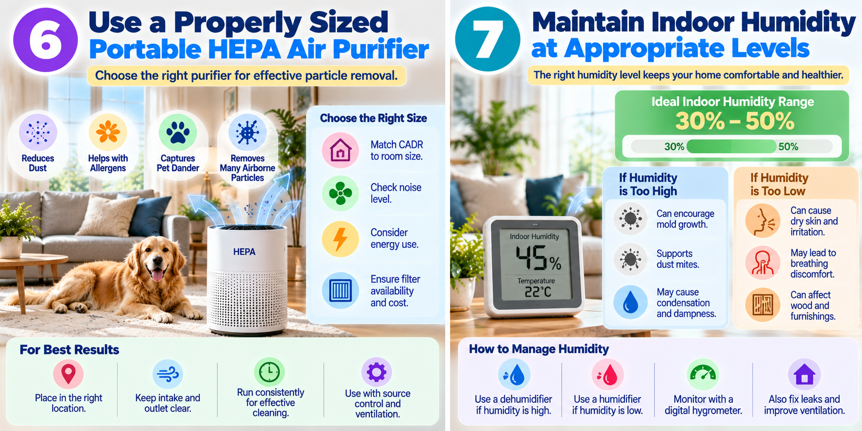 6. Use a Properly Sized Portable HEPA Air Purifier