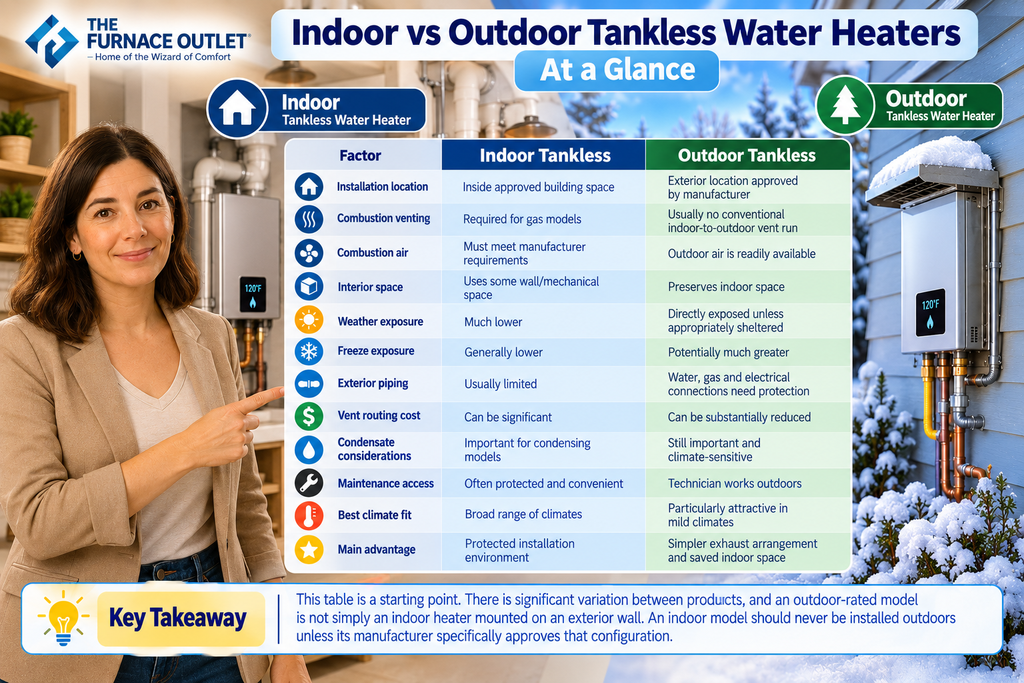 Indoor vs Outdoor Tankless Water Heaters at a Glance