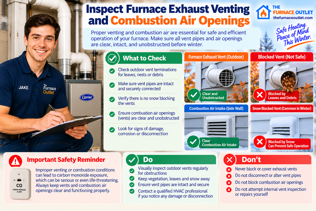 Inspect Furnace Exhaust Venting and Combustion Air Openings