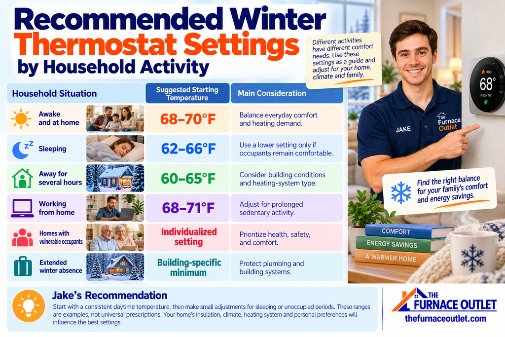 Recommended Winter Thermostat Settings by Household Activity