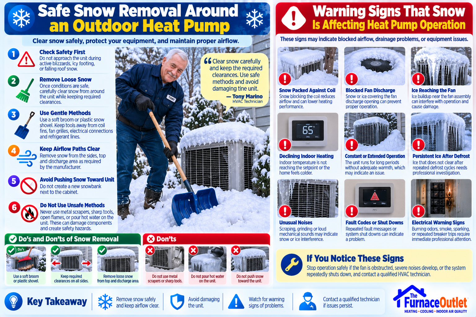 Safe Snow Removal and Heat Pump Warnings
