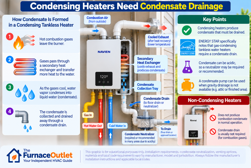 Condensing Heaters Need Condensate Drainage