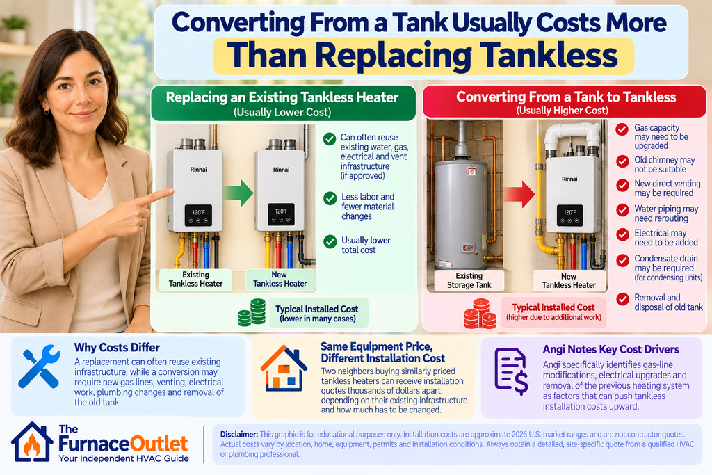 Converting From a Tank Usually Costs More Than Replacing Tankless