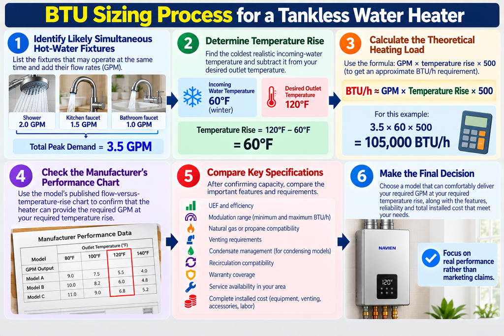 Tankless Water Heater BTU Sizing Guide