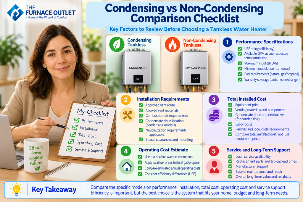 Condensing vs Non-Condensing Comparison Checklist