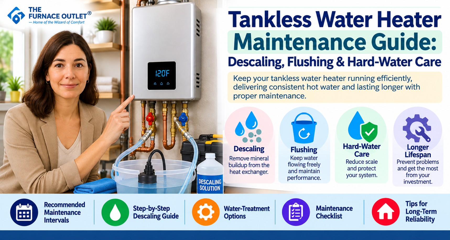 Tankless Water Heater Maintenance Guide: Descaling, Flushing & Hard-Water Care