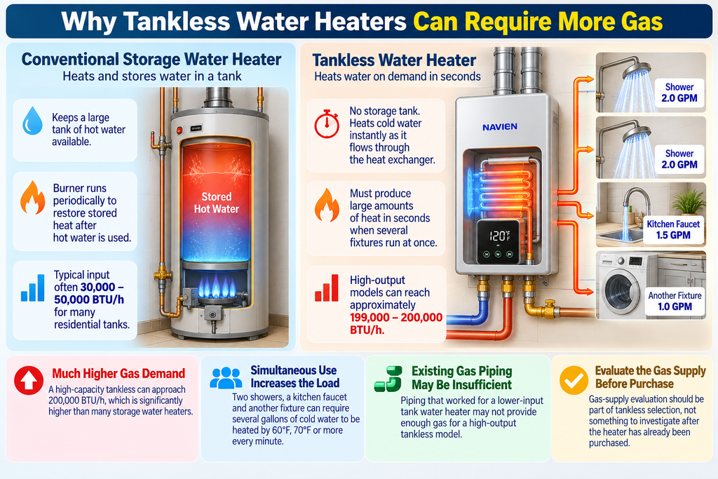 Why Tankless Water Heaters Can Require More Gas