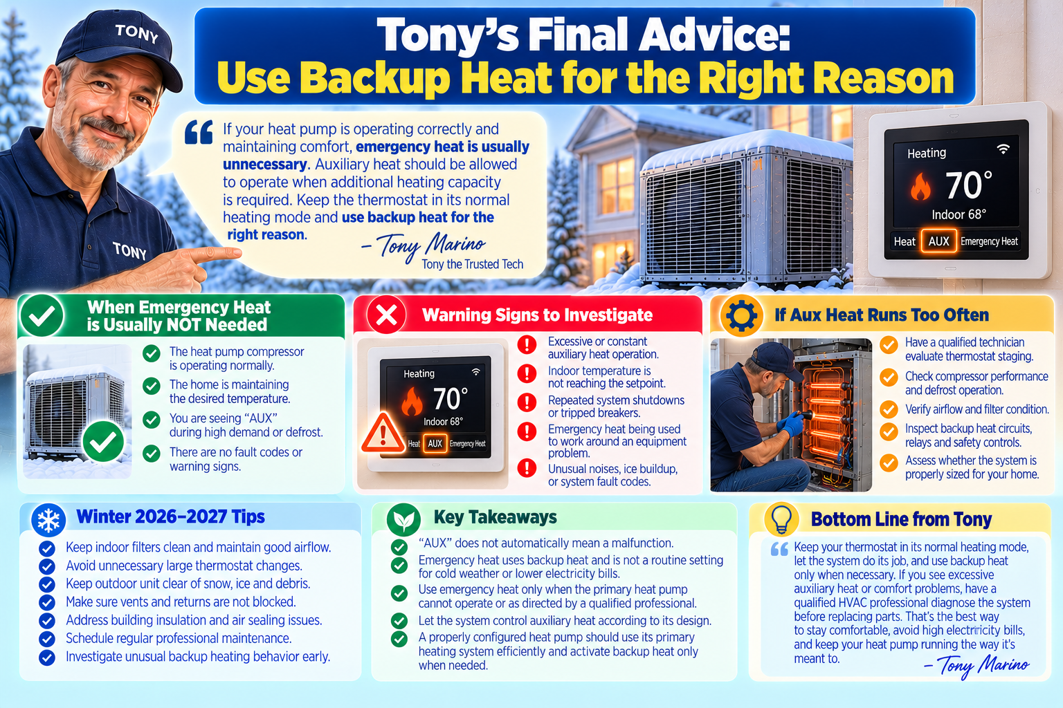 Tony's Final Advice: Use Backup Heat for the Right Reason