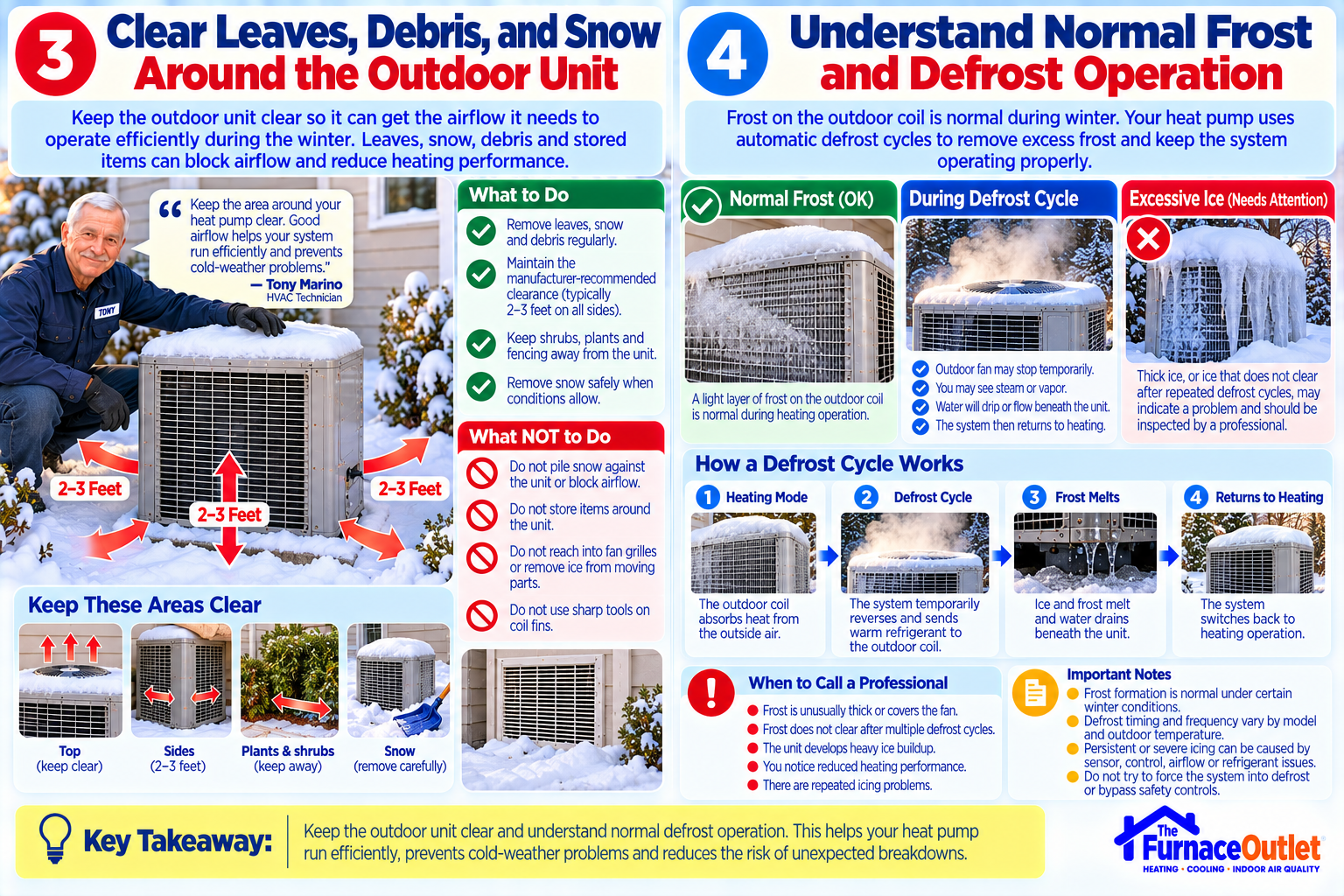 Clear Leaves, Debris, and Snow Around the Outdoor Unit